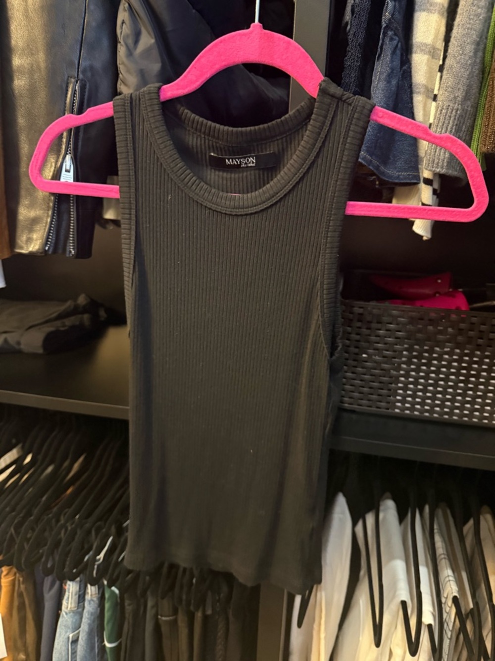 Mason Sleeveless Black Ribbed Tank